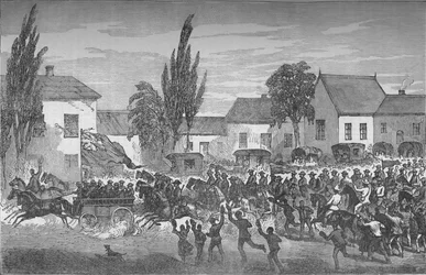 Ochotnicy konni z Oudtshoorn ruszają na wschodnią granicę, ok. 1880 r.