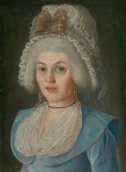 PORTRET KOBIETY W KORONKOWYM CZAPECZKU