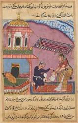 Strona z Tales of a Parrot Tuti-nama: Ósma noc: Mąż zbeształ swoją żonę..., c. 1560.