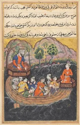 Strona z Opowieści papugi Tuti-nama: Czterdziesta ósma noc: Młody człowiek z Bagdadu..., c. 1560.