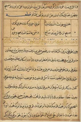 Strona z Opowieści papugi Tuti-nama: strona tekstowa, c. 1560.