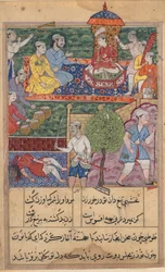 Strona z Opowieści papugi Tuti-nama: strona tekstowa, c. 1560.