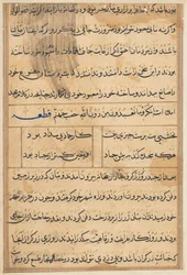 Strona z Opowieści papugi Tuti-nama: strona tekstowa, c. 1560.