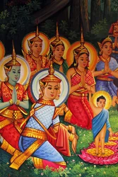 Obraz przedstawiający urodziny Buddy (Wesak) w Wat Than Phnom Penh Cambodge