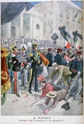 Panika na pogrzebie króla Humberta, Rzym, 1900