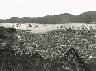 Panorama miasta, Nagasaki, Japonia, 1895.
