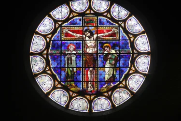 Paryż, Francja Witraż do kościoła Notre-Dame-du-Rosaire, Paryż, Francja