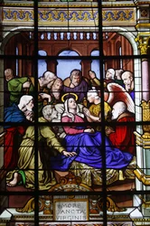 Paryż, Francja Witraż do kościoła św. Wawrzyńca : śmierć Maryi, Paryż, Francja