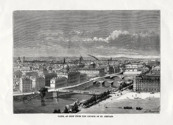 Paryż widziany z kościoła św Gervais, Francja, 1879