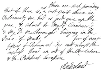 Fragment listu Charlesa Spencera, 3. hrabiego Sunderland, 1678 1840