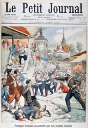 Ludzie pod ochroną francuską zmasakrowani przez żołnierzy syjamskich, Siam, 1903