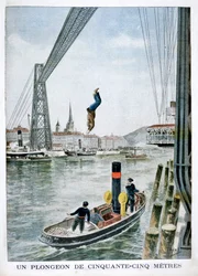 Osoba zanurza się 55 metrów od Portside, Rouen, 1901