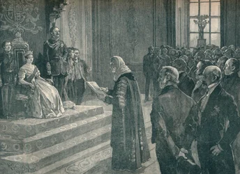 Wręczenie królowej patriotycznego przemówienia w przededniu wojny krymskiej, 1854 1906
