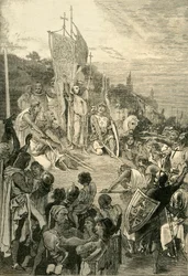 Piotr Pustelnik głoszący pierwszą krucjatę, 1095-1099, 1890.