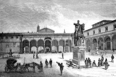 Piazza i kościół Santissima Annunziata, Florencja, Włochy, 1882