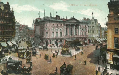 Piccadilly Circus, Londyn, koniec XIX-początek XX wieku.