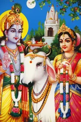 Obraz hinduskich bogów Rada i Krishna Indie