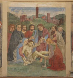 Fresk Pieta w kaplicy Vespucci, Ognissanti, Florencja, Włochy (zdjęcie)