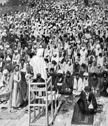 Pobożni muzułmanie zebrani w Durbar of God, Mekka, Arabia Saudyjska, 1922