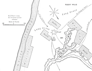 Plan terenu, na którym zginął książę Ludwik Napoleon, 1 czerwca 1879 r., ok. 1880 r.