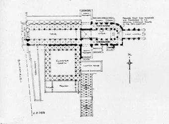 Plan kościoła Priory Church of St Bartholomew-the-Great, Londyn, 1906