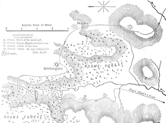 Plan terenu, na którym zdobyto Cetewayo, ok. 1880