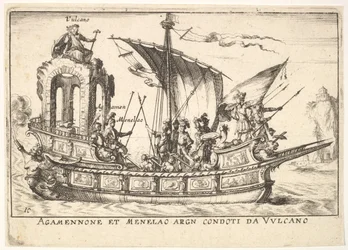 Tablica 10: Agamemnon i Menelaos siedzący w łodzi w towarzystwie innych postaci, w tym V..., 1664.