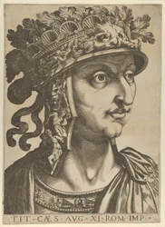 Tablica 11: Tytus Wespazjan patrząc w prawo, z „Dwunastu Cezarów”, 1610-40.