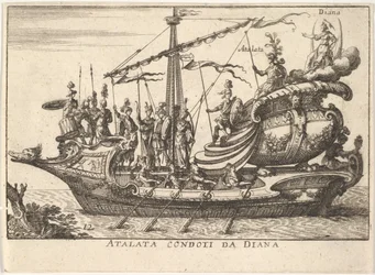 Tablica 12: Atalanta prowadzona przez Dianę Atalata condoti da Diana, w towarzystwie wojowników bearin…, 1664.