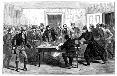 Nalot policji na biura National Rent w Loughrea, Irlandia, 1887