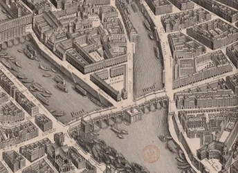 Pont Neuf. Mapa Paryża, powiedział Turgot, 1739.