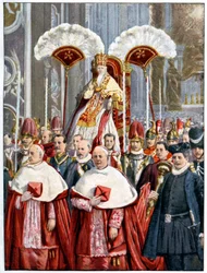 Papież Leon XIII w Bazylice Świętego Piotra, Rzym, 1900