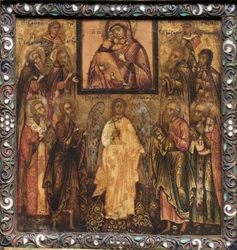 Przenośna ikona tryptyku: Adoracja Cudotwórczej Ikony Matki Bożej Włodzimierza, 1600s.