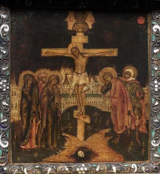 Ikona przenośnego tryptyku: Ukrzyżowanie, XVII wiek.
