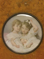 Miniatura portretowa wielkich księżnych Olgi, Tatiany i Marii z Rosji, ok. 1930 r. 1900