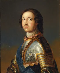 Portret cesarza Piotra I Wielkiego 1672-1725 w zbroi rycerskiej