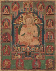 Portret Jannatapy z udziałem lamów i Mahasiddhów, ka. 1350.