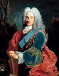 Portret króla Hiszpanii Filipa V (1683-1746). Malarstwo anonimowe, sztuka barokowa. olej na płótnie.