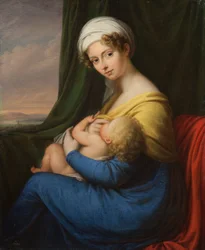 Portret księżnej Marii Fiodorovny Baryatinskaya, z domu Keller 1792-1858 z synem, lata 20. XIX wieku.