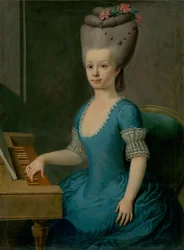 Portret dziewczyny w kolorze niebieskim w Cembalo