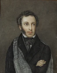 Portret poety Aleksandra Siergiejewicza Puszkina 1799-1837, I ćw. XIX w.