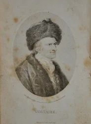 Portret pisarza, eseisty i filozofa Francois Marie Arouet de Voltaire 1694-1778, 1798