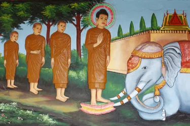 Klasztor Preah Prom RathŻycie BuddyDziki słoń oswojony przez miłującą dobroć, Siem Reap, Kambodża
