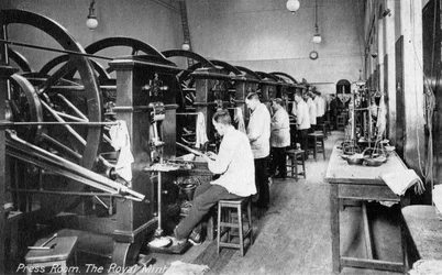 Press Room, Mennica Królewska, Tower Hill, Londyn, początek XX wieku