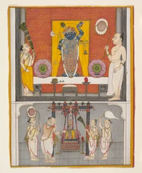 Kapłani przed Shri Nathji, ca. 1820.