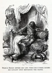 Książę Henryk ofiarowuje swoje życie, gdy jego ojciec wątpi w jego lojalność po zwrocie korony, 1882