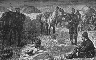 Książę Ludwik Napoleon i przyjęcie przed niespodzianką Zulusów, ok. 1880 r.