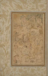 Książęta polujący w skalistym krajobrazie, ok. 1900 r. 1580-85, dodano granice ok. XVIII wiek.