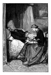 Księżniczka Alice czytająca swojemu ojcu, księciu Albertowi, ok. 1850 r.