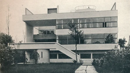 Prywatny dom w Garches, niedaleko Paryża: Garden Front. Architekci, Le Corbusier i Pierre Jeanneret,